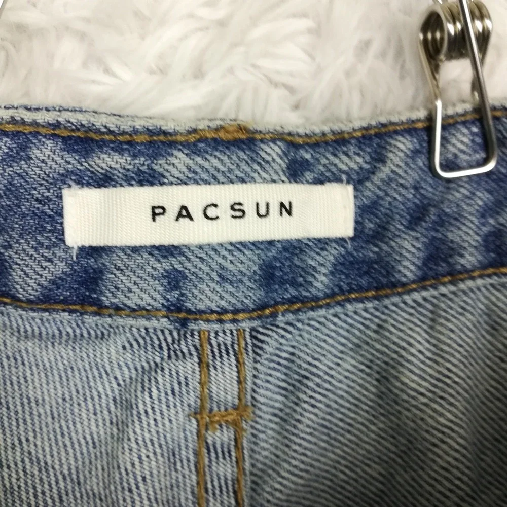 Pacsun‎ Womens Jeans Puddle Wide Leg High Rise Blue Denim Distressed Light 24